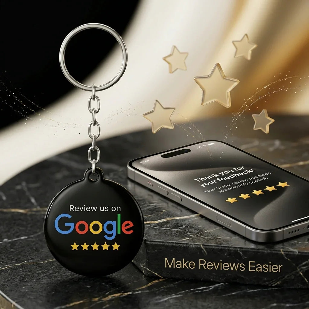 NFC Google Review Keychain - Portable Acrylic Tap-to-Review Tag
