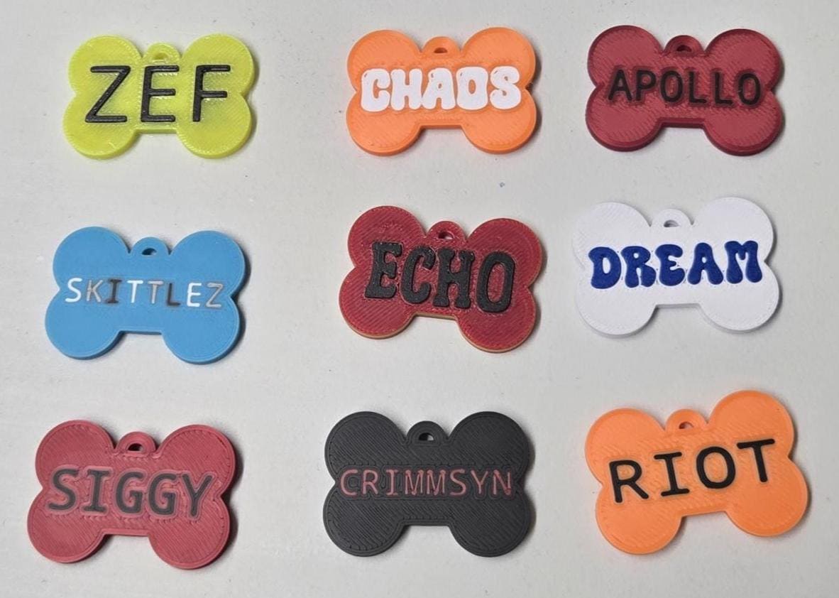 🐾 High Tech: 3D Printed Pup Bone Name Tags (Includes NFC Chip)